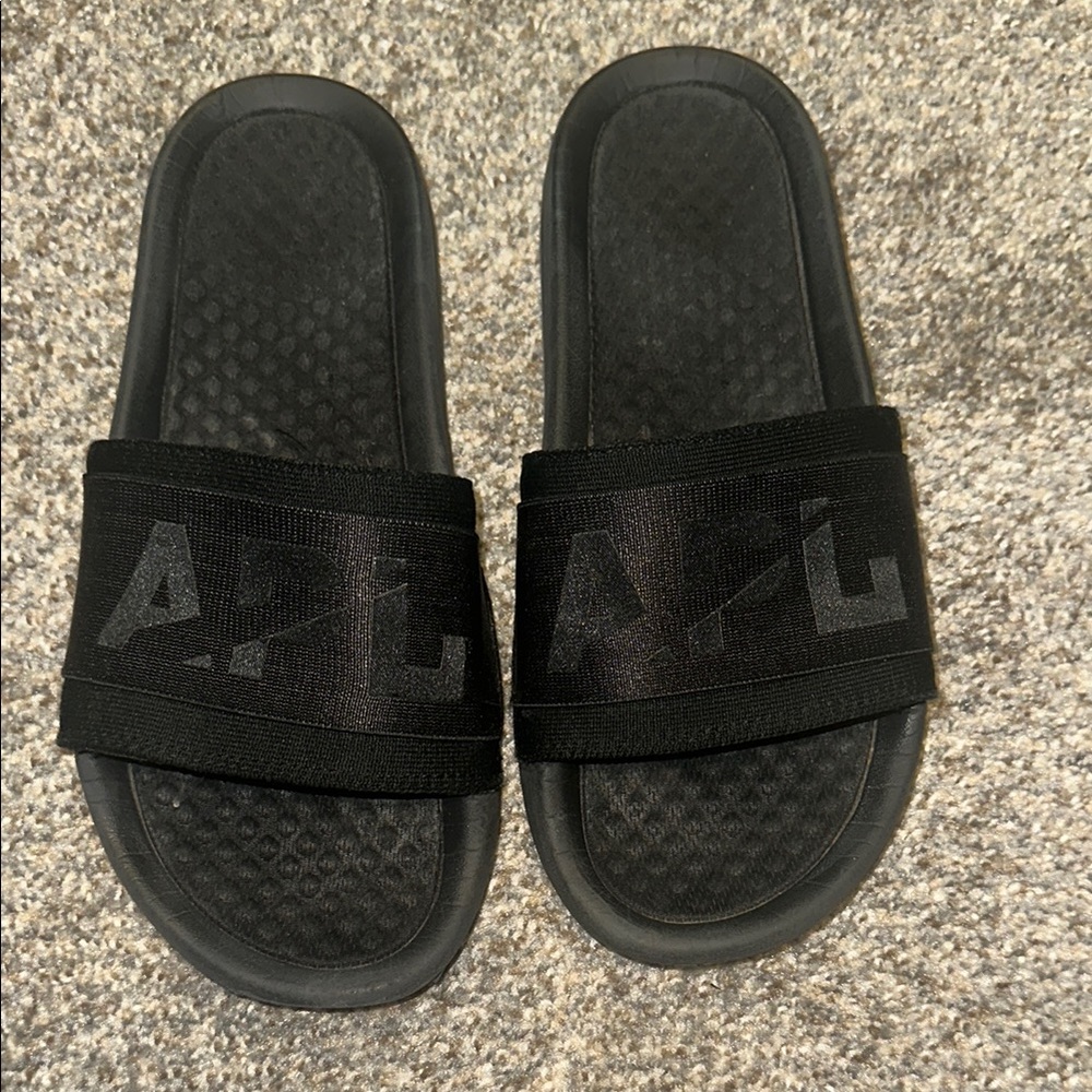 APL Black Slide Sandals with Textured Footbed